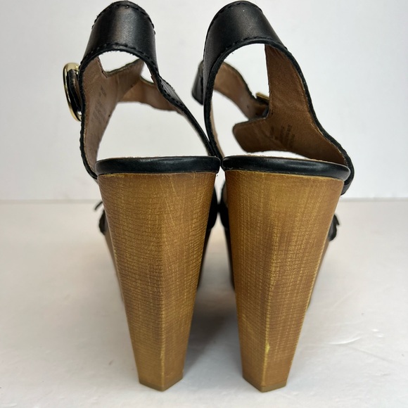 Steve Madden Womens Breeann Platform Wedge Peep Toe Sandal Black Sz 8 Leather - Picture 7 of 10